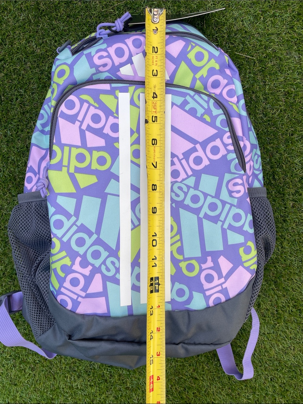 adidas Multicolor Logo Backpack in Purple, Mint & Lime - Picture 13 of 16